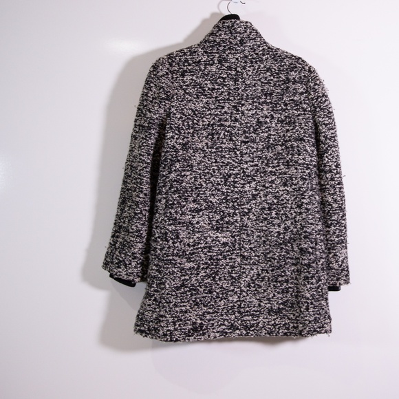 J. Crew Women's Lodge Wool Blend Boucle Tweed Woven Pea Coat Jacket Black Gray 4 - Picture 4 of 4